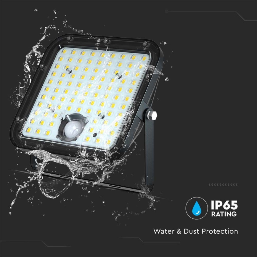 LED Solar floodlight with a sensor LED/30W/6,4V 6400K + remote control