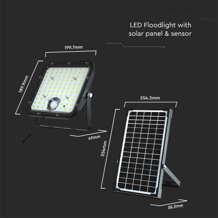 LED Solar floodlight with a sensor LED/30W/6,4V 6400K + remote control