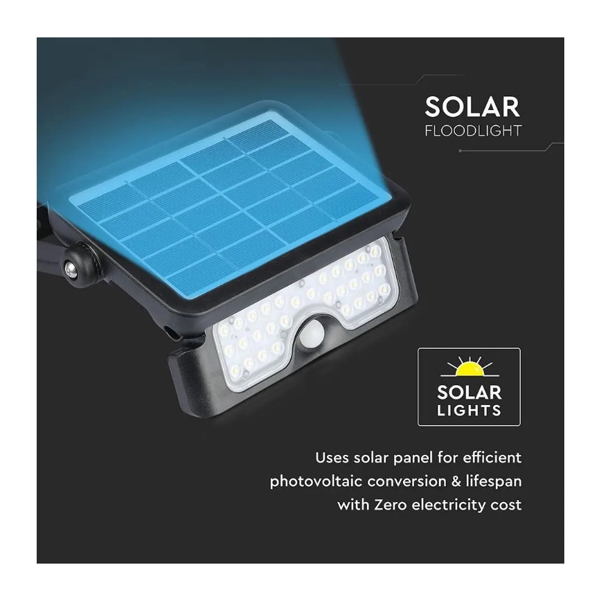 LED Solar floodlight with a sensor LED/5W/3,7V IP65 4000K 3000 mAh