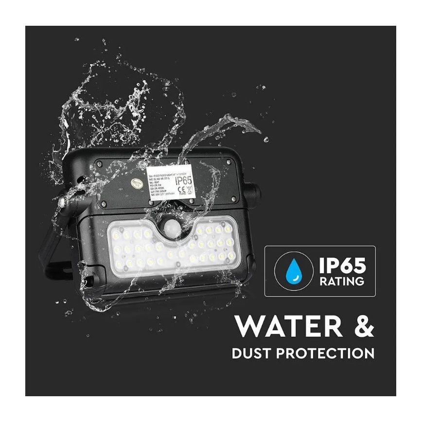 LED Solar floodlight with a sensor LED/5W/3,7V IP65 4000K 3000 mAh