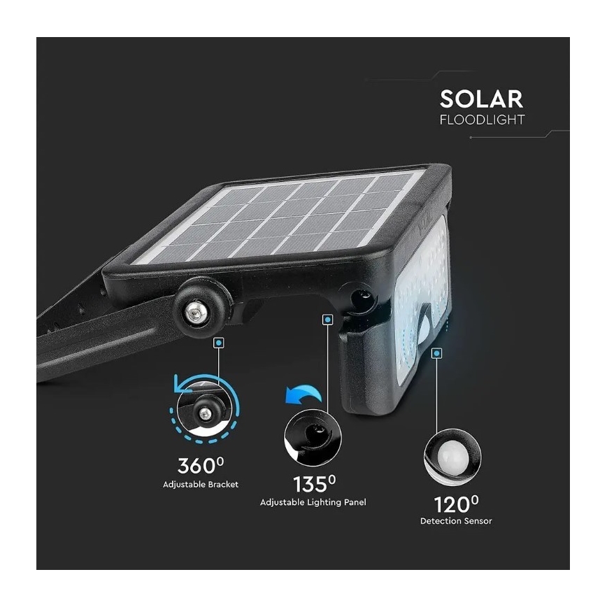LED Solar floodlight with a sensor LED/5W/3,7V IP65 4000K 3000 mAh