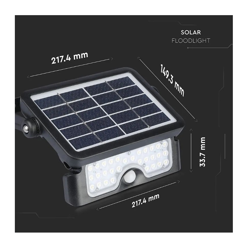 LED Solar floodlight with a sensor LED/5W/3,7V IP65 4000K 3000 mAh