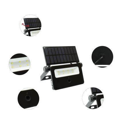 LED Solar floodlight with a sensor NOCTIS LED/2W/1800 mAh 3,7V 6000K IP65