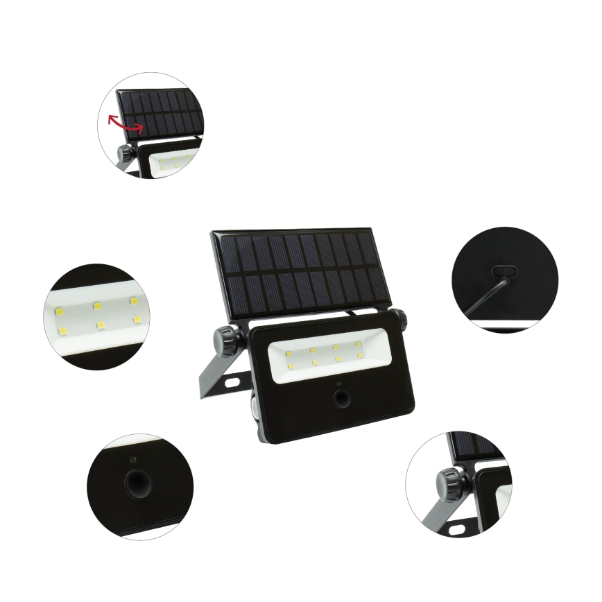 LED Solar floodlight with a sensor NOCTIS LED/2W/1800 mAh 3,7V 6000K IP65