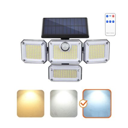 LED solar floodlight with sensor GLOW LED/2.5W/3.7V 6500K IP44 2400 mAh + remote control