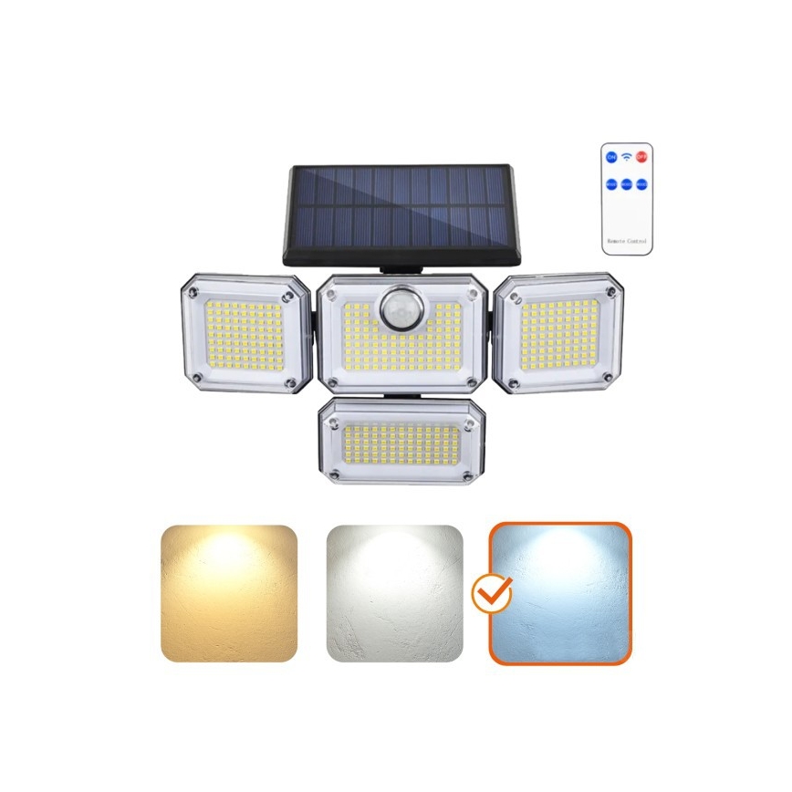 LED solar floodlight with sensor GLOW LED/2.5W/3.7V 6500K IP44 2400 mAh + remote control