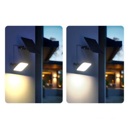 Dimmable LED solar floodlight with sensor — 10W, 3.7V, 3000/4000K, IP65, 3600 mAh + remote control