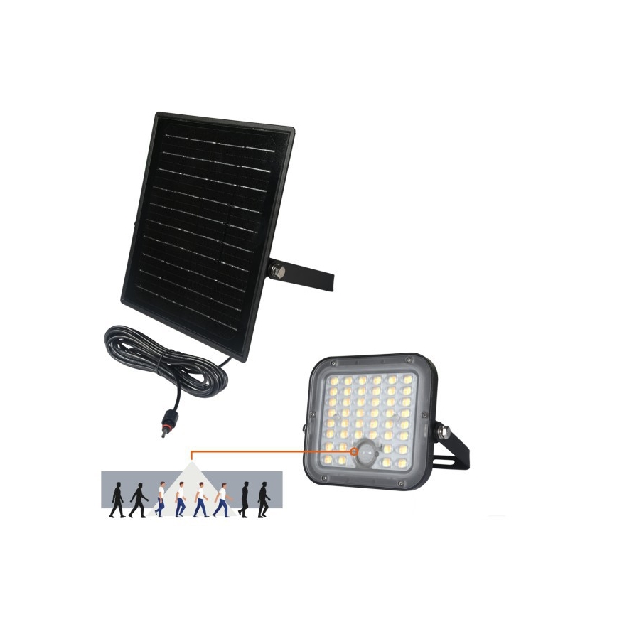 Dimmable LED solar floodlight with sensor — 10W, 3.7V, 3000/4000K, IP65, 3600 mAh + remote control