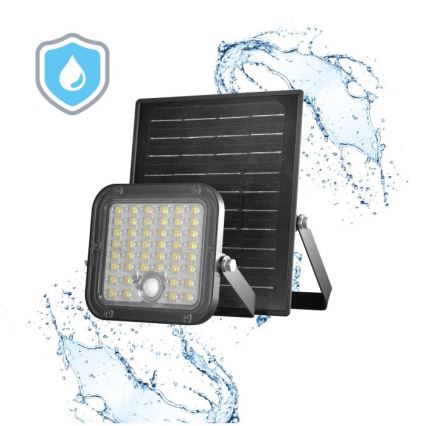 Dimmable LED solar floodlight with sensor — 10W, 3.7V, 3000/4000K, IP65, 3600 mAh + remote control