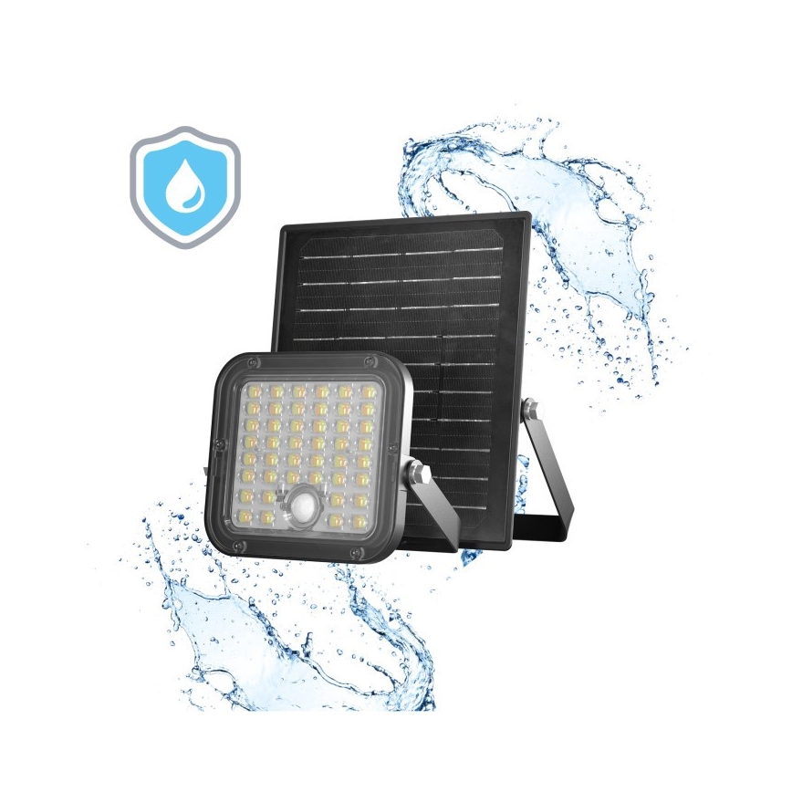 Dimmable LED solar floodlight with sensor — 10W, 3.7V, 3000/4000K, IP65, 3600 mAh + remote control