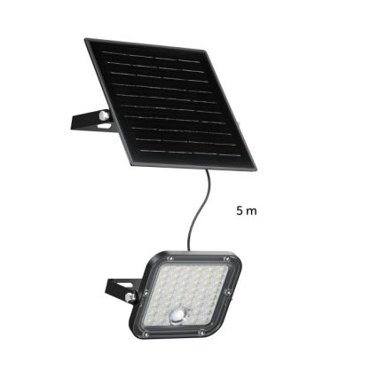 Dimmable LED solar floodlight with sensor — 10W, 3.7V, 3000/4000K, IP65, 3600 mAh + remote control