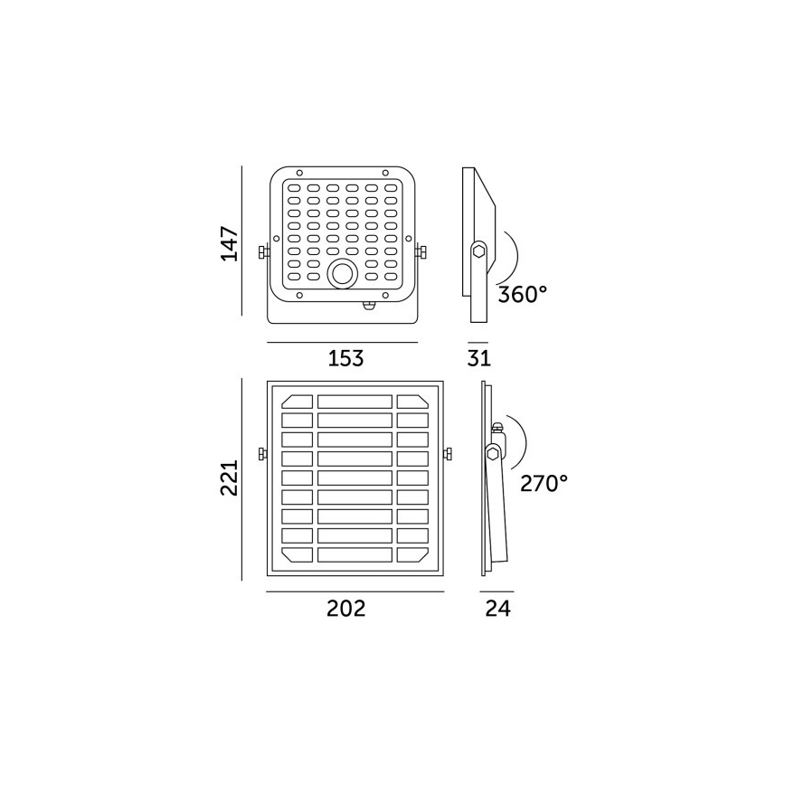 Dimmable LED solar floodlight with sensor — 10W, 3.7V, 3000/4000K, IP65, 3600 mAh + remote control