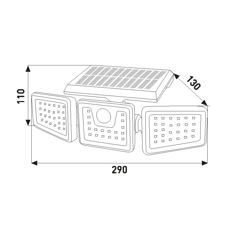 LED Solar Floodlight with Sensor LED/14W/3.7V 1800 mAh IP44