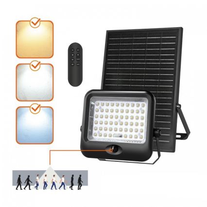 LED solar floodlight with MHCS sensor LED/35W/3,2V 3000/4000/6500K IP65 15000 mAh + remote control
