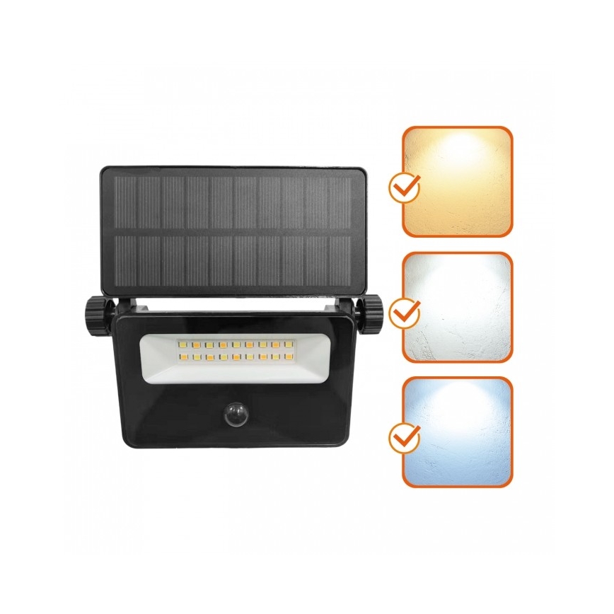 LED Solar Floodlight with NCS G2 Sensor LED/10W/3.7V 3000/4000/6500K IP54 1800 mAh