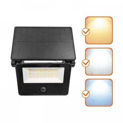 LED Solar Floodlight with Sensor NCS G2 LED/20W/3,7V 3000/4000/6500K IP54 2600 mAh