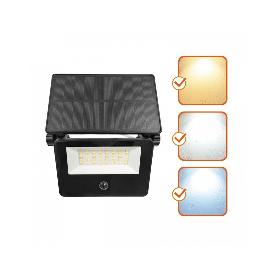 LED Solar Floodlight with Sensor NCS G2 LED/20W/3,7V 3000/4000/6500K IP54 2600 mAh