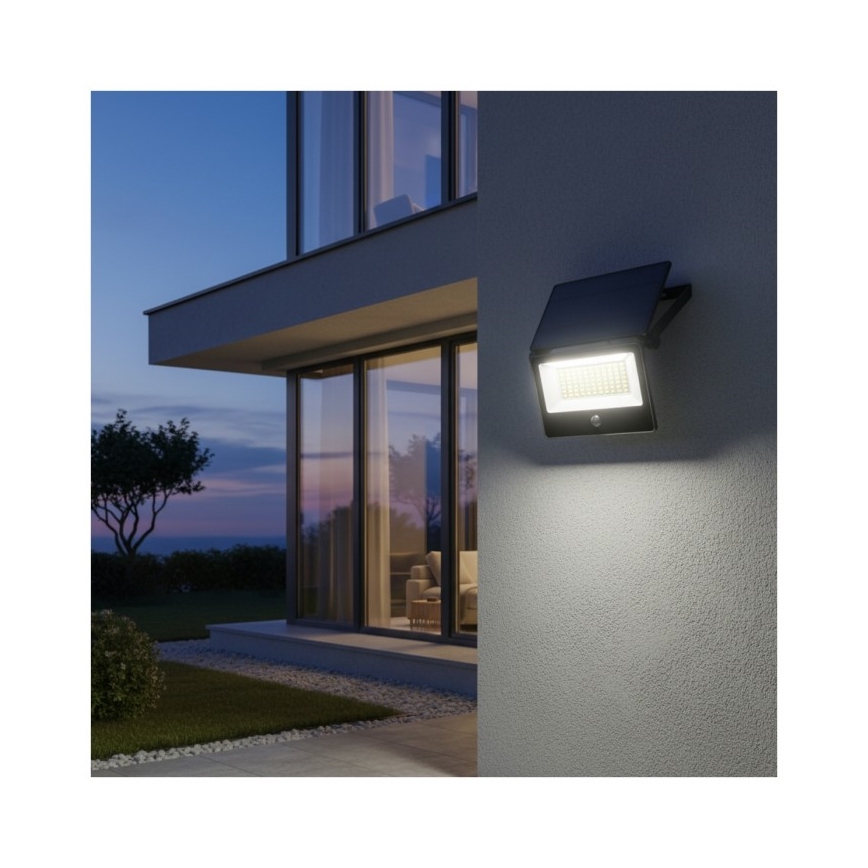 LED Solar Floodlight with Sensor NCS G2 — 30W, 3.7V, Selectable 3000/4000/6500K, IP54, 5200 mAh