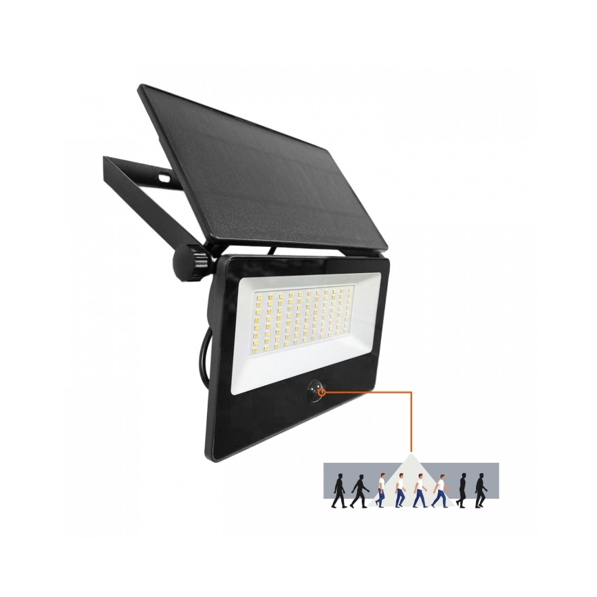 LED Solar Floodlight with Sensor NCS G2 — 30W, 3.7V, Selectable 3000/4000/6500K, IP54, 5200 mAh