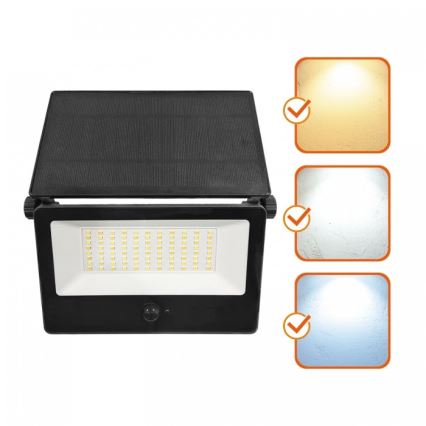LED Solar Floodlight with Sensor NCS G2 — 30W, 3.7V, Selectable 3000/4000/6500K, IP54, 5200 mAh