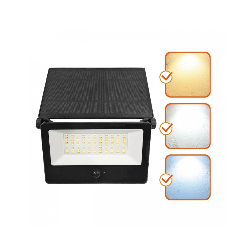 LED Solar Floodlight with Sensor NCS G2 — 30W, 3.7V, Selectable 3000/4000/6500K, IP54, 5200 mAh