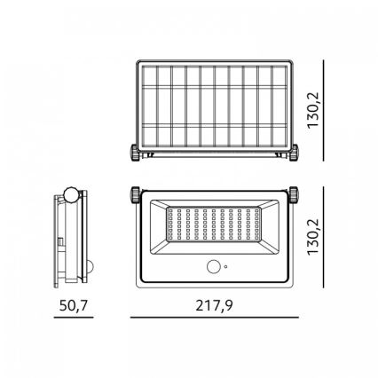 LED Solar Floodlight with Sensor NCS G2 — 30W, 3.7V, Selectable 3000/4000/6500K, IP54, 5200 mAh