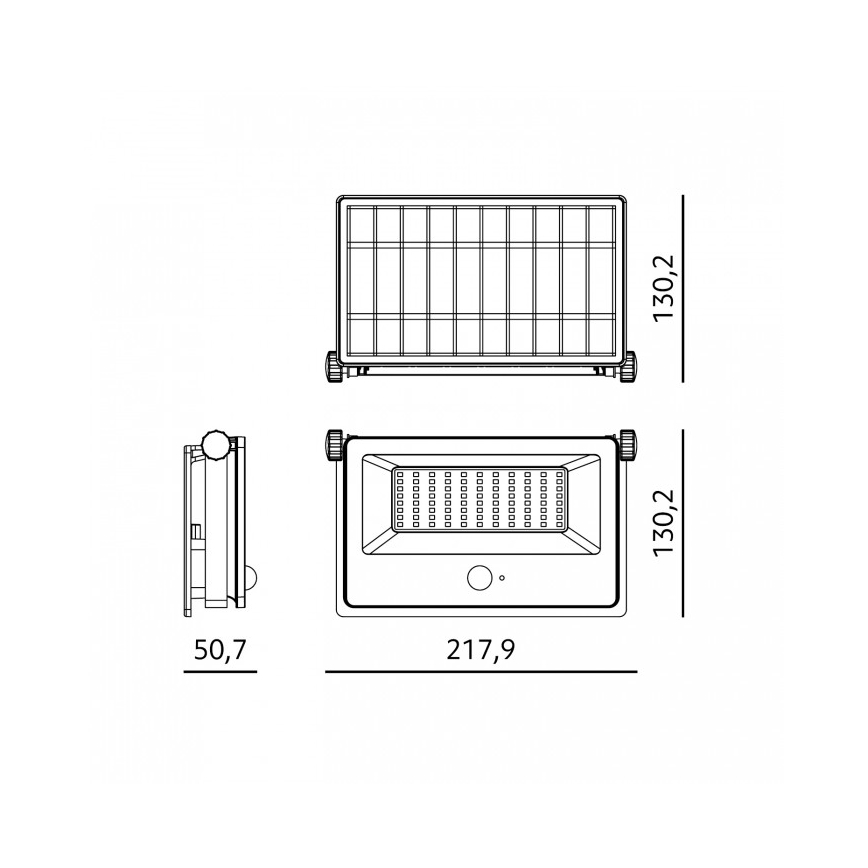 LED Solar Floodlight with Sensor NCS G2 — 30W, 3.7V, Selectable 3000/4000/6500K, IP54, 5200 mAh