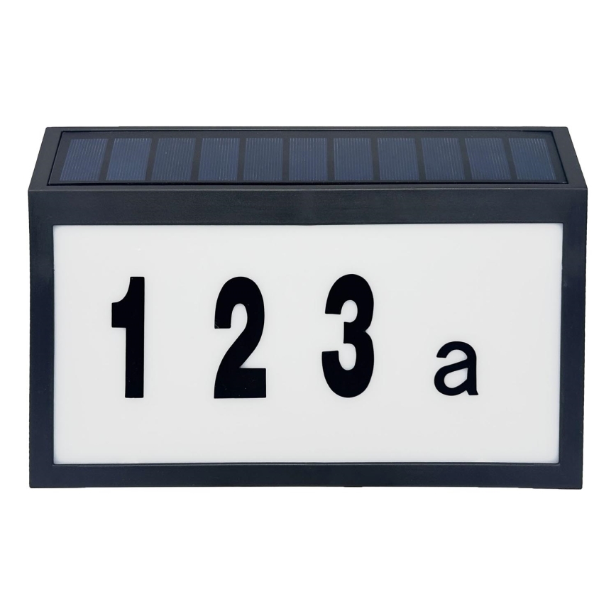 LED Solar house number NUMERO LED/3,7V 6000K 1200 mAh IP44 black