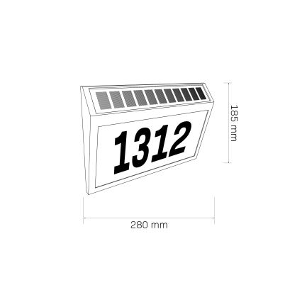 LED Solar house number NUMERO LED/3,7V 6000K 1200 mAh IP44 black