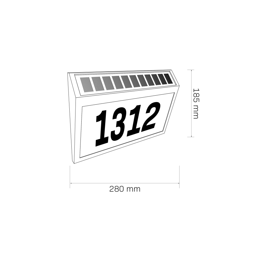 LED Solar house number NUMERO LED/3,7V 6000K 1200 mAh IP44 black