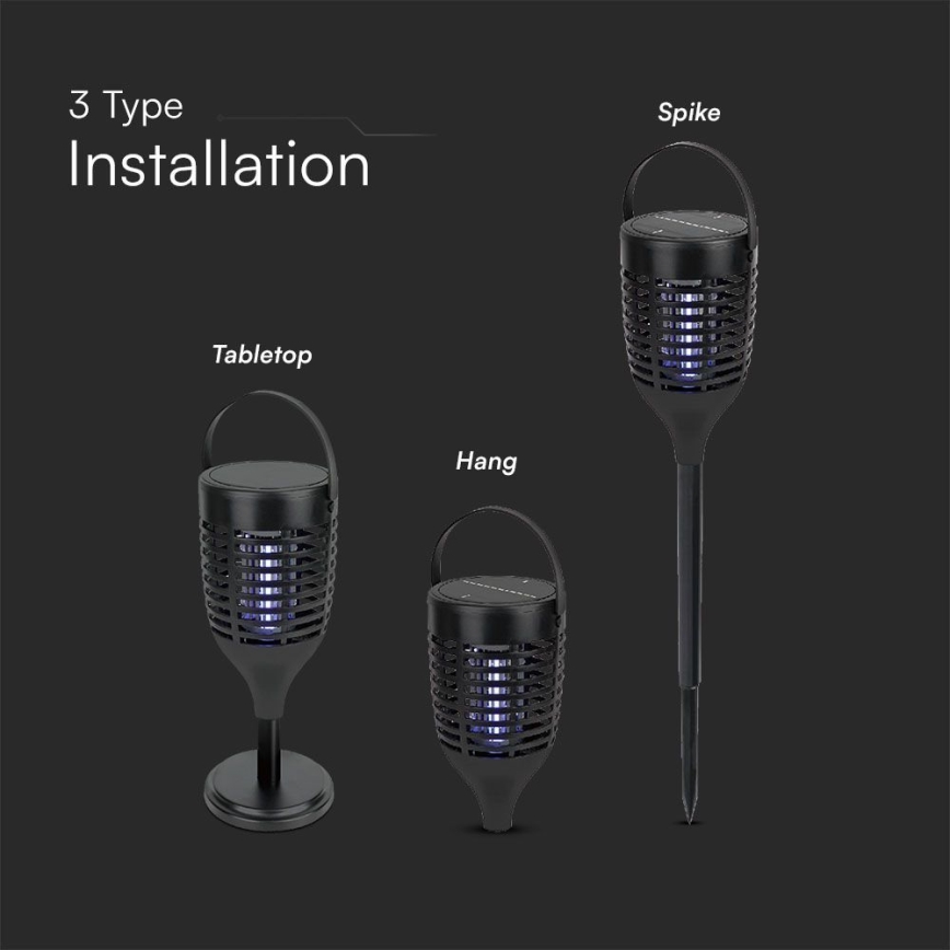 LED Solar insect zapper 3in1 LED/1,3W/3,7V IP24 20 matte
