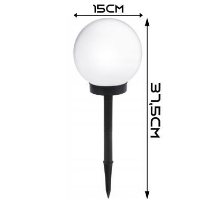 LED Solar Lamp 1.2 V, 6500 K, 200 mAh, Ø 15 cm, IP44, White/Black