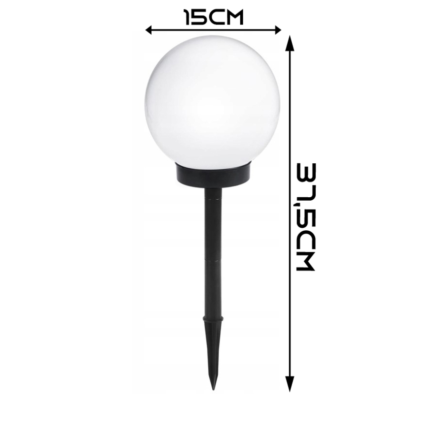LED Solar Lamp 1.2 V, 6500 K, 200 mAh, Ø 15 cm, IP44, White/Black