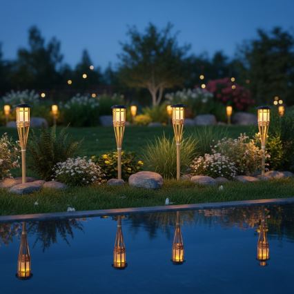 LED Solar Lamp BAMBOO LED/1.2V 150 mAh 1800K 56 cm IP44 beige