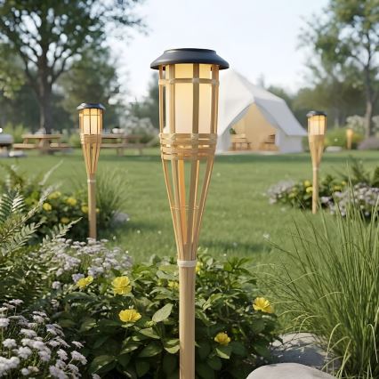 LED Solar Lamp BAMBOO LED/1.2V 150 mAh 1800K 56 cm IP44 beige