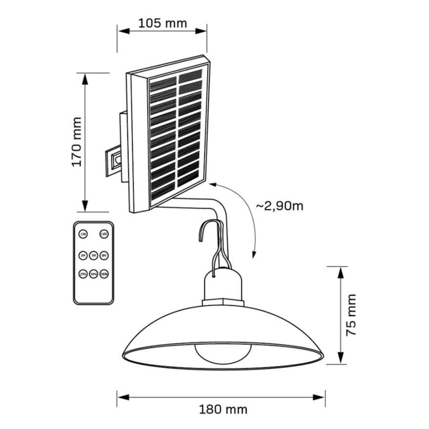 LED Solar lamp CELINA LED/1,8W/3,7V 2400 mAh IP44 + remote control