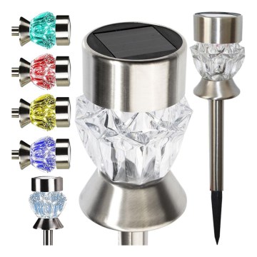 LED solar lamp CRYSTAL 2xLED-RGB/0,02W/1xAAA matte chrome