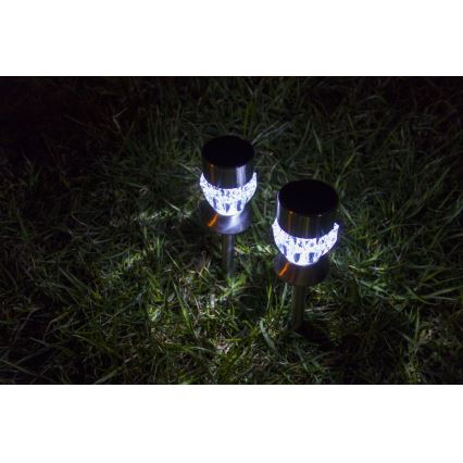 LED solar lamp CRYSTAL 2xLED-RGB/0,02W/1xAAA matte chrome
