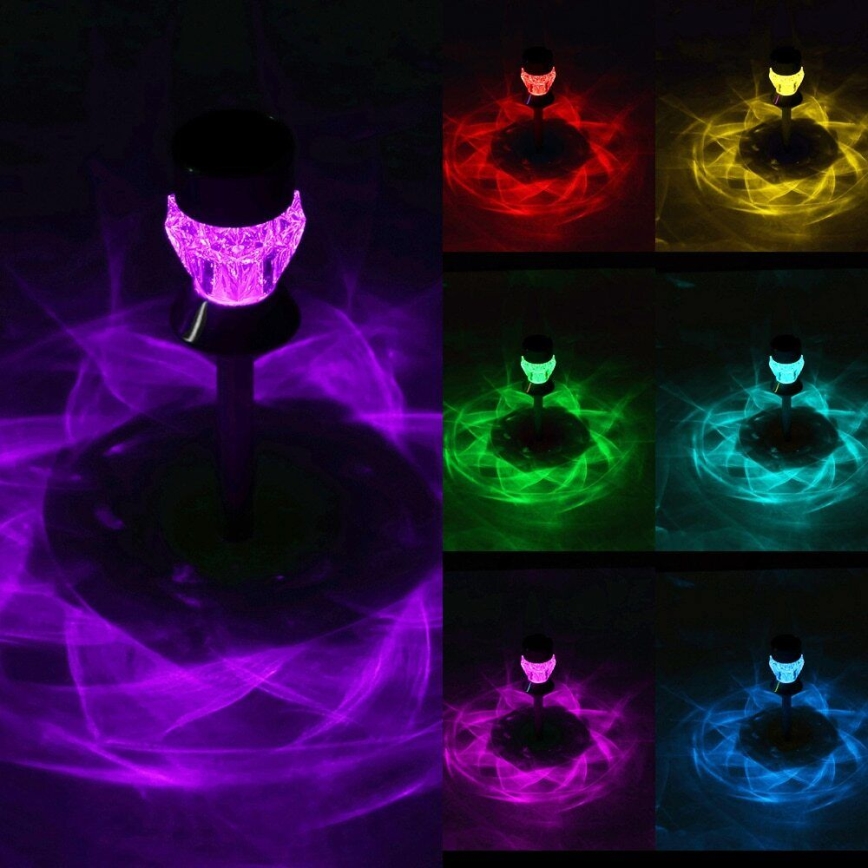 LED solar lamp CRYSTAL 2xLED-RGB/0,02W/1xAAA matte chrome