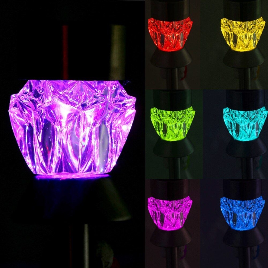 LED solar lamp CRYSTAL 2xLED-RGB/0,02W/1xAAA matte chrome