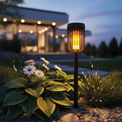 LED Solar Lamp FLAME, 1.2 V, 100 mAh, 1800 K, 37 cm, IP44, Black