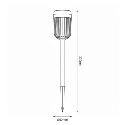 LED Solar Lamp FLAME, 1.2 V, 100 mAh, 1800 K, 37 cm, IP44, Black