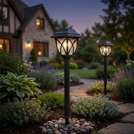 LED Solar Lamp LAWN LED, 1.2 V, 100 mAh, 3000 K, 44 cm, IP44, Black