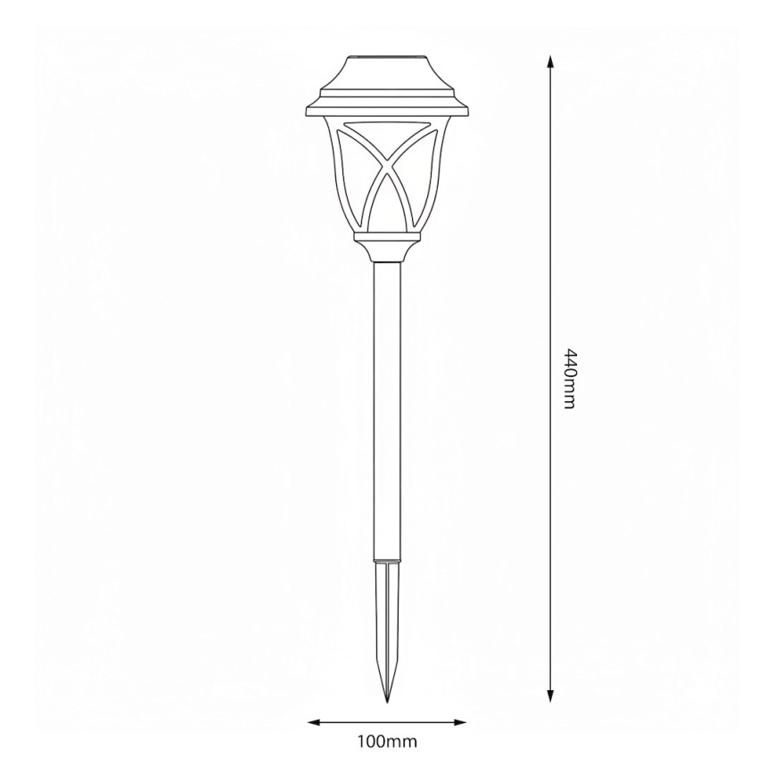 LED Solar Lamp LAWN LED, 1.2 V, 100 mAh, 3000 K, 44 cm, IP44, Black