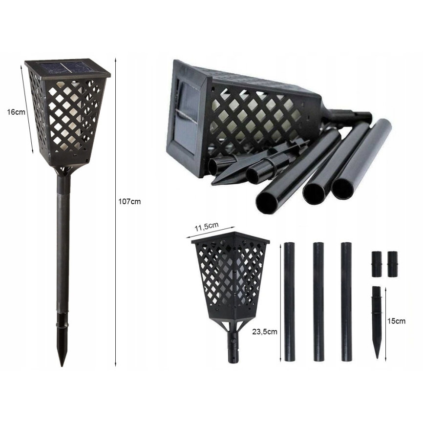 LED Solar lamp LED/0,6W/5,5V IP65 107 cm black