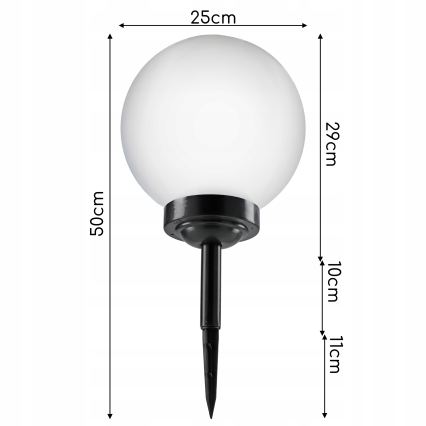 LED Solar Lamp LED/1.2V 6500K 200 mAh dia. 25 cm IP44 white/black