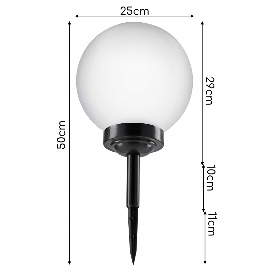 LED Solar Lamp LED/1.2V 6500K 200 mAh dia. 25 cm IP44 white/black