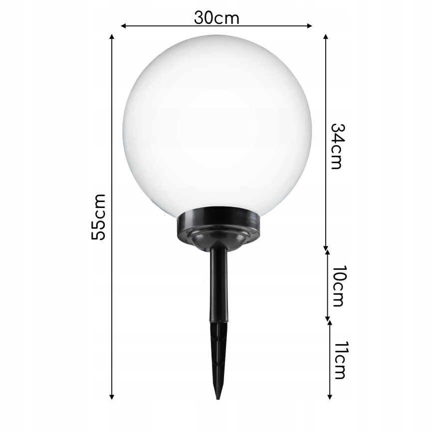 LED Solar Lamp LED/1,2V 6500K 200 mAh Ø 30 cm IP44 White/Black