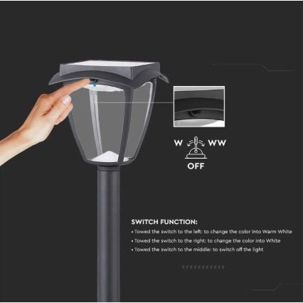 LED Solar lamp LED/2W/230V 93 cm 3000/6000K IP65