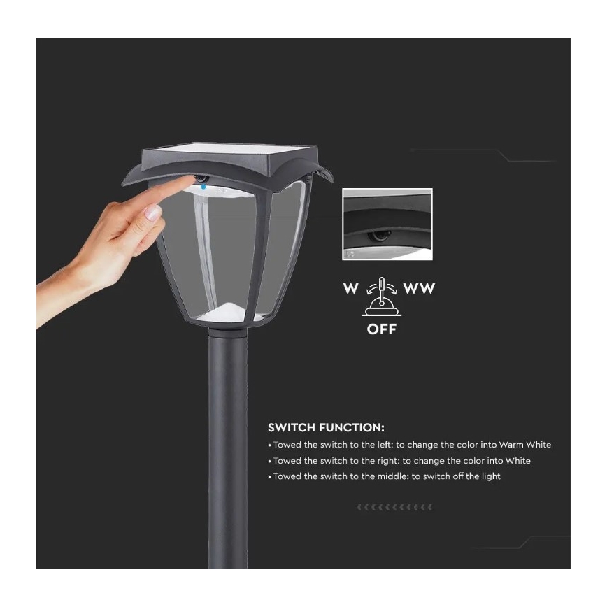 LED Solar lamp LED/2W/230V 93 cm 3000/6000K IP65